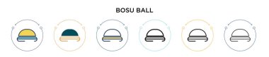Bosu topu simgesi doldurulmuş, ince çizgi, özet ve vuruş stili. Mobil, ui, web için iki renkli ve siyah bosu top vektör ikonu tasarımı vektör illüstrasyonu kullanılabilir