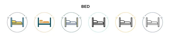 Кровать Иконка Заполненной Тонкой Линии Контур Стиль Штриха Векторная Иллюстрация — стоковый вектор