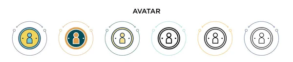 Icono Avatar Línea Llena Delgada Contorno Estilo Trazo Ilustración Vectorial — Vector de stock