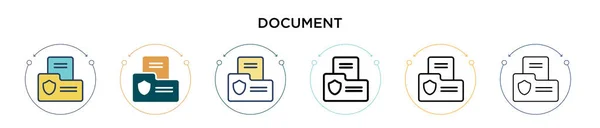 文档图标为填充型 细线型 轮廓型和笔划型 两种彩色和黑色文档向量图标设计的向量图可用于移动 Web — 图库矢量图片