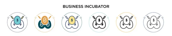 Ícone Incubadora Negócios Cheio Linha Fina Contorno Estilo Curso Ilustração —  Vetores de Stock