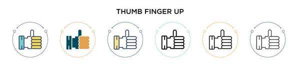 塗りつぶし 細い線 アウトライン ストロークのスタイルで親指の指を上にアイコン 2色と黒の親指の指アップベクトルのアイコンのベクトルイラストは モバイル Webに使用することができます — ストックベクタ