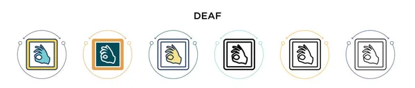 聴覚障害者の手話アイコンを記入 細い線 アウトラインとストロークスタイル 2つの色と黒の聴覚障害者の手話のベクトルのアイコンのベクトルイラストは モバイル ウェブのために使用することができます — ストックベクタ