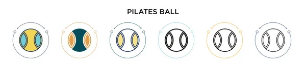 Icono Bola Pilates Línea Llena Delgada Contorno Estilo Trazo Ilustración — Vector de stock