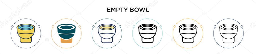 Empty bowl icon in filled, thin line, outline and stroke style. Vector illustration of two colored and black empty bowl vector icons designs can be used for mobile, ui, web — Stock Illustration Empty Bowl Icon Filled Thin Line Outline Stroke Style Vector Royalty Free Stock Vectors
