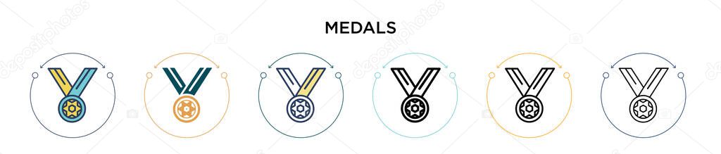 Medals Icon Filled Thin Line Outline Stroke Style Vector Illustration Royalty Free Stock Vectors
