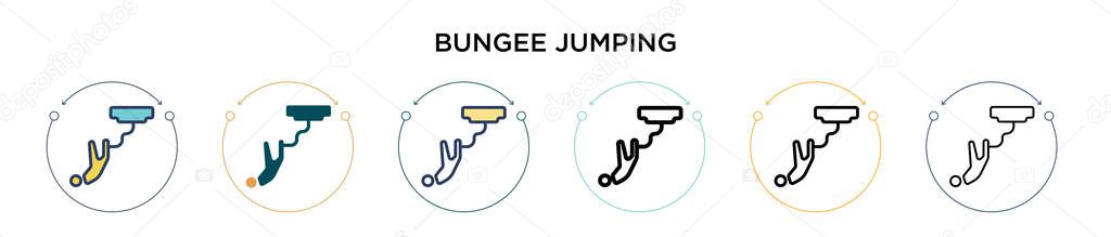 Bungee jumping icon in filled, thin line, outline and stroke style. Vector illustration of two colored and black bungee jumping vector icons designs can be used for mobile, ui, web
