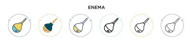 Enema simgesi dolu, ince çizgi, özet ve vuruş stili. Mobil, ui, web için iki renkli ve siyah lavman vektör ikonu tasarımı vektör illüstrasyonu kullanılabilir