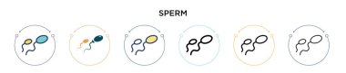 Sperm simgesi dolu, ince çizgi, özet ve vuruş stili. Mobil, ui, web için iki renkli ve siyah sperm vektör ikonu tasarımı vektör illüstrasyonu kullanılabilir
