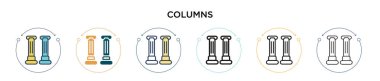 Sütun simgesi dolu, ince çizgi, özet ve vuruş stili. Mobil, ui, web için iki renkli ve siyah sütun vektör ikonu tasarımının vektör illüstrasyonu kullanılabilir