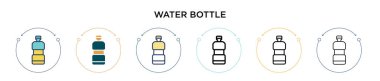 Su şişesi ikonu, ince çizgi, özet ve vuruş stili. Mobil, ui, web için iki renkli ve siyah su şişesi vektör ikonu tasarımı vektör illüstrasyonu kullanılabilir