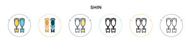 Shin simgesi dolu, ince çizgi, özet ve vuruş stili. Mobil, ui, web için iki renkli ve siyah shin vektör ikonu tasarımı vektör illüstrasyonu kullanılabilir