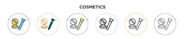 Kozmetik simgesi dolu, ince çizgi, özet ve vuruş stili. Mobil, ui, web için iki renkli ve siyah kozmetik vektör ikonu tasarımının vektör illüstrasyonu kullanılabilir