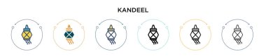 Kandeel simgesi doldurulmuş, ince çizgi, özet ve vuruş stili. Mobil, ui, web için iki renkli ve siyah kandeel vektör ikonu tasarımı vektör illüstrasyonu kullanılabilir