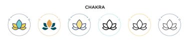 Çakra simgesi dolu, ince çizgi, özet ve vuruş stili. Mobil, ui, web için iki renkli ve siyah çakra vektör ikonu tasarımı vektör illüstrasyonu kullanılabilir