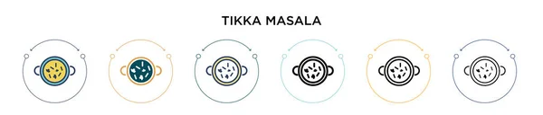 Icono Tikka Masala Línea Llena Delgada Contorno Estilo Trazo Ilustración — Vector de stock