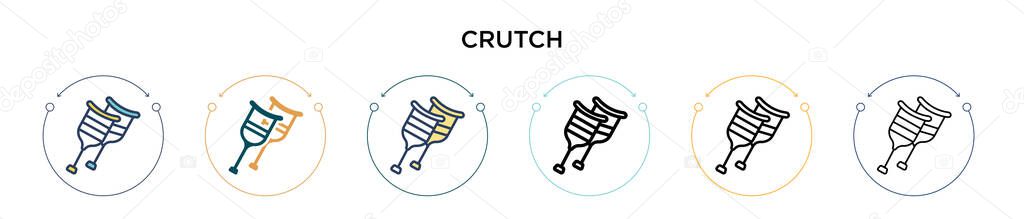 Crutch icon in filled, thin line, outline and stroke style. Vector illustration of two colored and black crutch vector icons designs can be used for mobile, ui, web