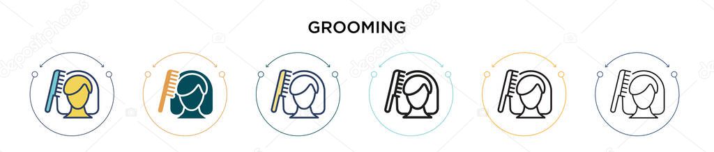 Grooming icon in filled, thin line, outline and stroke style. Vector illustration of two colored and black grooming vector icons designs can be used for mobile, ui, web