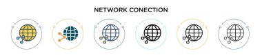 Ağ konveksiyon simgesi doldurulmuş, ince çizgi, özet ve vuruş stili. Mobil, ui, web için iki renkli ve siyah ağ taşıyıcı vektör ikonu tasarımı vektör illüstrasyonu kullanılabilir
