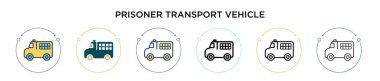 Mahkûm taşıma aracı simgesi doldurulmuş, ince çizgi, taslak ve vuruş stili. İki renkli ve siyah mahkum taşıma aracı vektör simgesi tasarımı mobil için kullanılabilir, evet,