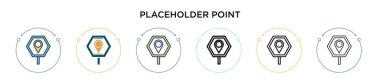 Yer tutucu simgesi doldurulmuş, ince çizgi, özet ve vuruş stili. Mobil, ui, web için iki renkli ve siyah nokta vektör ikonu tasarımının vektör illüstrasyonu kullanılabilir