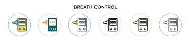 Nefes kontrol simgesi doldurulmuş, ince çizgi, özet ve vuruş stili. Mobil, ui, web için iki renkli ve siyah nefes kontrol vektör ikonu tasarımı vektör illüstrasyonu kullanılabilir