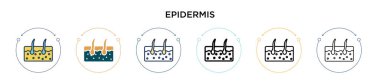 Epidermis simgesi doldurulmuş, ince çizgi, özet ve vuruş stili. Mobil, ui, web için iki renkli ve siyah epidermis vektör ikonu tasarımı vektör çizimi kullanılabilir