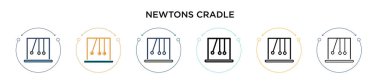 Newtons beşik simgesi dolu, ince çizgi, özet ve vuruş stili. Mobil, ui, web için iki renkli ve siyah newtons beşik vektör ikonu tasarımı vektör illüstrasyonu kullanılabilir