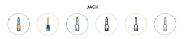 Jack simgesi doldurulmuş, ince çizgi, özet ve vuruş stili. Mobil, ui, web için iki renkli ve siyah jack vektör ikonu tasarımı vektör illüstrasyonu kullanılabilir