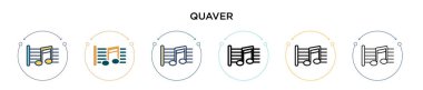 Quaver simgesi doldurulmuş, ince çizgi, özet ve vuruş stili. Mobil, ui, web için iki renkli ve siyah quaver vektör ikonu tasarımı vektör illüstrasyonu kullanılabilir