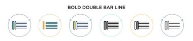 Cesur çift çizgi ikonu, ince çizgi, özet ve vuruş stili. Mobil, ui, web için iki renkli ve siyah kalın çift çizgili vektör çizgisi ikonlarının vektör illüstrasyonu kullanılabilir