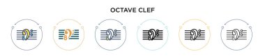 Octave anahtar simgesi dolu, ince çizgi, özet ve vuruş stili. Mobil, ui, web için iki renkli ve siyah oktav anahtar vektör ikonu tasarımı vektör illüstrasyonu kullanılabilir