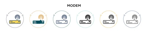 Иконка Модема Заполненная Тонкая Линия Контур Стиль Штриха Векторная Иллюстрация — стоковый вектор