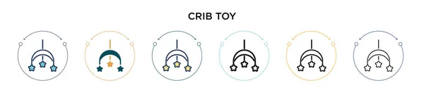 Crib Εικονίδιο Παιχνίδι Γεμάτο Λεπτή Γραμμή Περίγραμμα Και Στυλ Εγκεφαλικό — Διανυσματικό Αρχείο