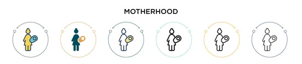 Motherhood icon in filled, thin line, outline and stroke style. Vector illustration of two colored and black motherhood vector icons designs can be used for mobile, ui, web