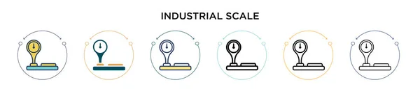 工业尺度图标 填充型 细线型 轮廓型和笔画型 两种彩色和黑色工业比例尺矢量图标设计的矢量图形可用于移动 Web — 图库矢量图片