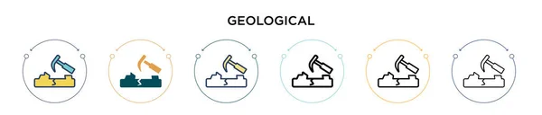Icono Geológico Línea Llena Delgada Contorno Estilo Trazo Ilustración Vectorial — Vector de stock