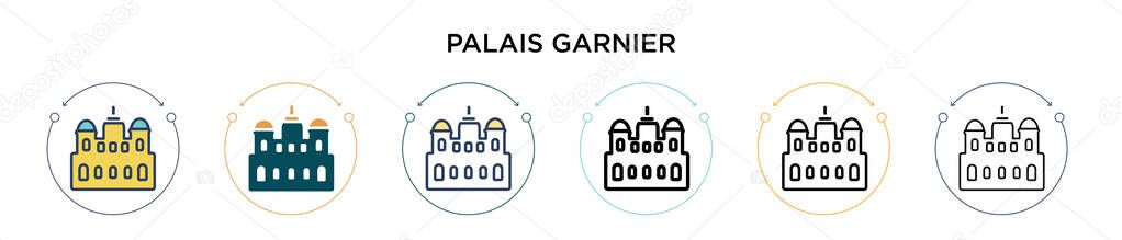 Palais garnier icon in filled, thin line, outline and stroke style. Vector illustration of two colored and black palais garnier vector icons designs can be used for mobile, ui, web