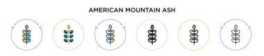 American mountain ash icon in filled, thin line, outline and stroke style. Vector illustration of two colored and black american mountain ash vector icons designs can be used for mobile, ui, web clipart