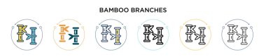 Bambu dalları ikonu dolu, ince çizgi, ana hatlar ve vuruş stili. Mobil, ui, web için iki renkli ve siyah bambu dalları vektör ikonu tasarımı vektör illüstrasyonu kullanılabilir