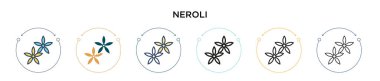 Neroli simgesi doldurulmuş, ince çizgi, özet ve vuruş stili. Mobil, ui, web için iki renkli ve siyah neroli vektör ikonu tasarımı vektör illüstrasyonu kullanılabilir
