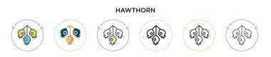 Hawthorn simgesi doldurulmuş, ince çizgi, özet ve vuruş stili. Mobil, ui, web için iki renkli ve siyah dikenli vektör ikonu tasarımı vektör illüstrasyonu kullanılabilir