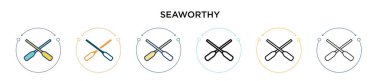 Denize dayanıklı simge, ince çizgi, özet ve vuruş stili. Mobil, ui, web için iki renkli ve siyah denize dayanıklı vektör ikonu tasarımı vektör illüstrasyonu kullanılabilir