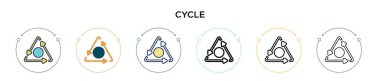 Döngü simgesi doldurulmuş, ince çizgi, özet ve vuruş stili. Mobil, ui, web için iki renkli ve siyah döngü vektör ikonu tasarımının vektör illüstrasyonu kullanılabilir