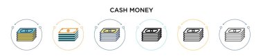Nakit para ikonu, ince çizgi, özet ve vuruş stili. Mobil, ui, web için iki renkli ve siyah para vektör ikonu tasarımı vektör illüstrasyonu kullanılabilir