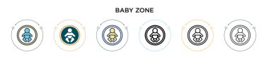 Bebek bölgesi simgesi dolu, ince çizgi, özet ve vuruş stili. Mobil, ui, web için iki renkli ve siyah bebek bölgesi ikonu tasarımı vektör illüstrasyonu kullanılabilir