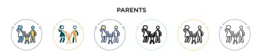 Ebeveyn simgesi doldurulmuş, ince çizgi, özet ve vuruş stili. Mobil, ui, web için iki renkli ve siyah ebeveyn vektör ikonu tasarımı vektör çizimi kullanılabilir