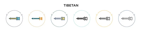 Тибетский Иконка Заполненной Тонкой Линии Контур Стиль Штриха Векторная Иллюстрация — стоковый вектор