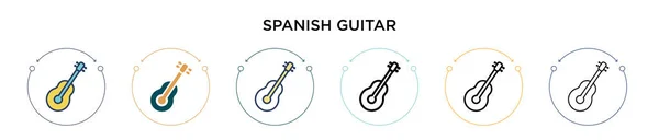 stock vector Spanish guitar icon in filled, thin line, outline and stroke style. Vector illustration of two colored and black spanish guitar vector icons designs can be used for mobile, ui, web