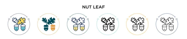 Nussblatt Symbol Gefüllter Dünner Linie Umriss Und Strichstil Vektor Illustration — Stockvektor